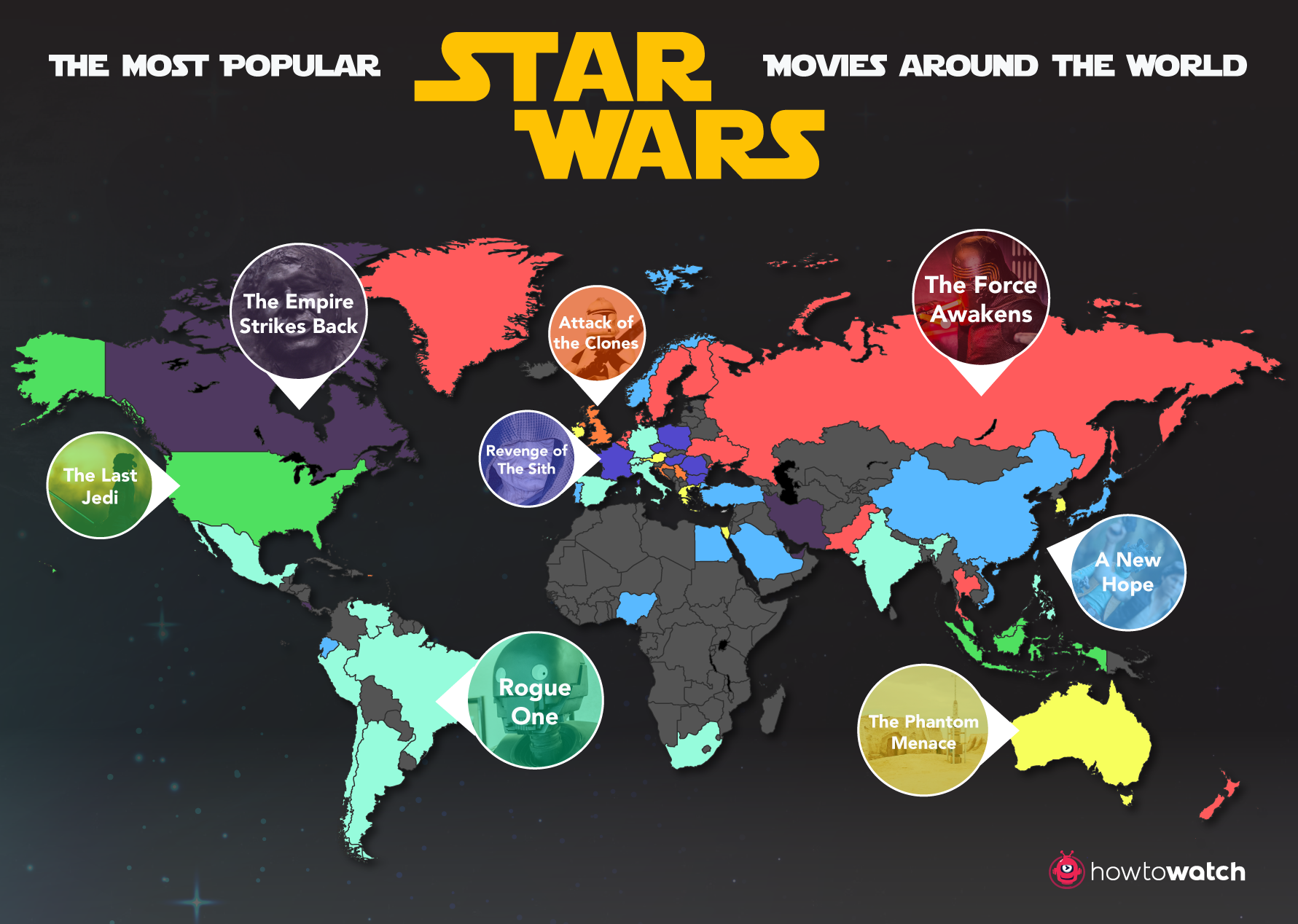 Infographic of every Star Wars movie ranked by fans on IMDb and