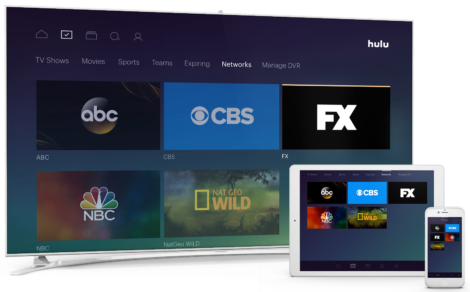 hulu menu on tv, tablet, and phone