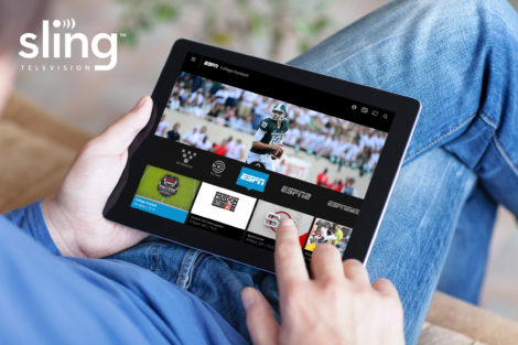Sling TV menu on tablet