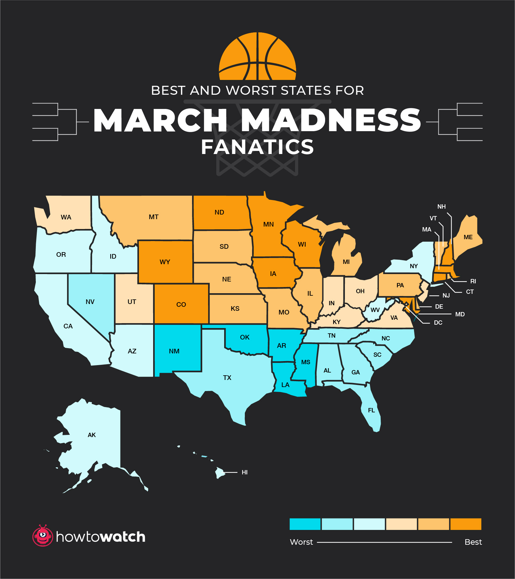 Best and Worst States for March Madness Fans