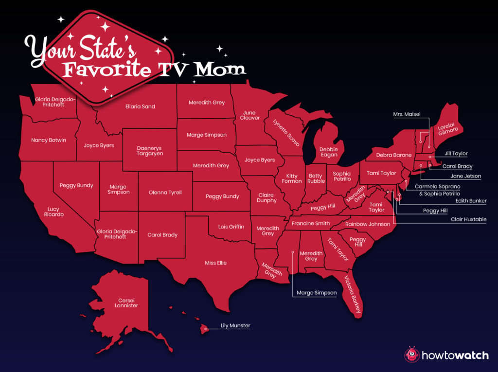 HTW-Each State’s Favorite TV Mom-map